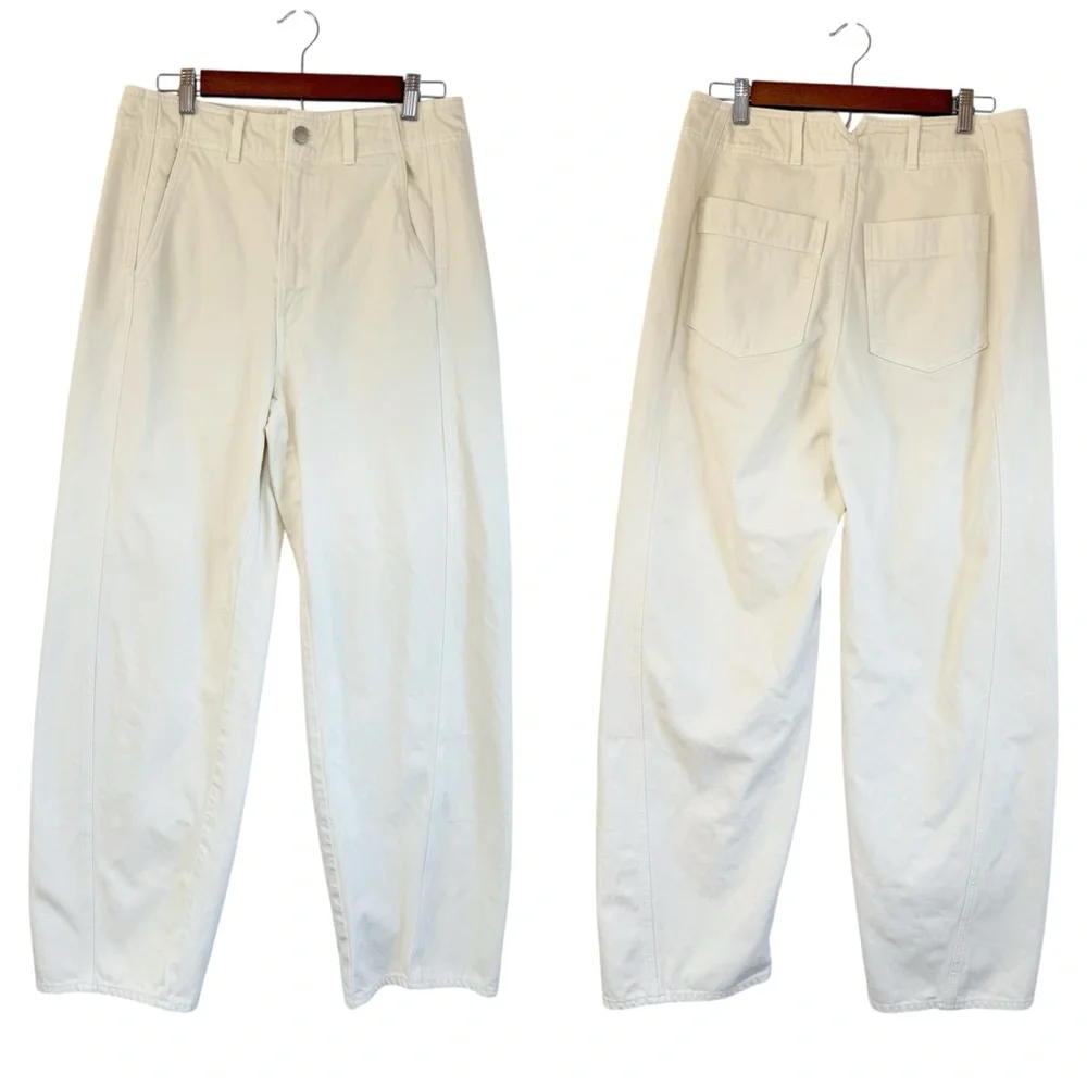 APIECE APART Meridian Straight Leg Relaxed Jean Size 30‎ Ecru Cream High Waist